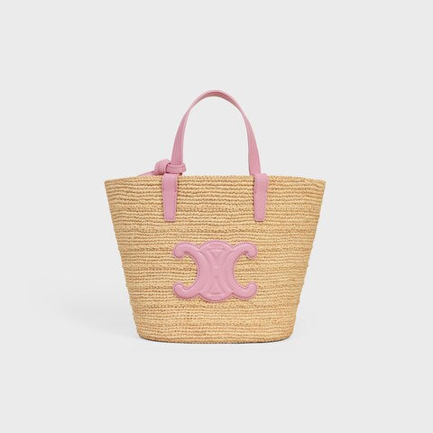 Céline - « Classic Panier petit modèle Souple Raphia et veau Pink »