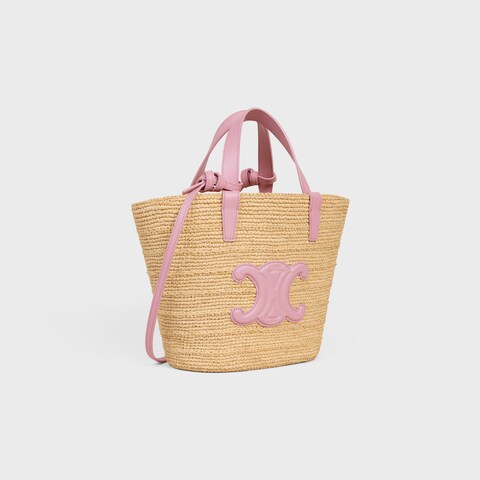 Céline - « Classic Panier petit modèle Souple Raphia et veau Pink »