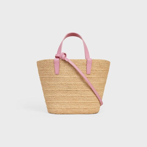 Céline - « Classic Panier petit modèle Souple Raphia et veau Pink »