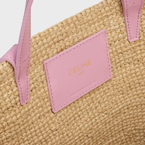 Céline - « Classic Panier petit modèle Souple Raphia et veau Pink »