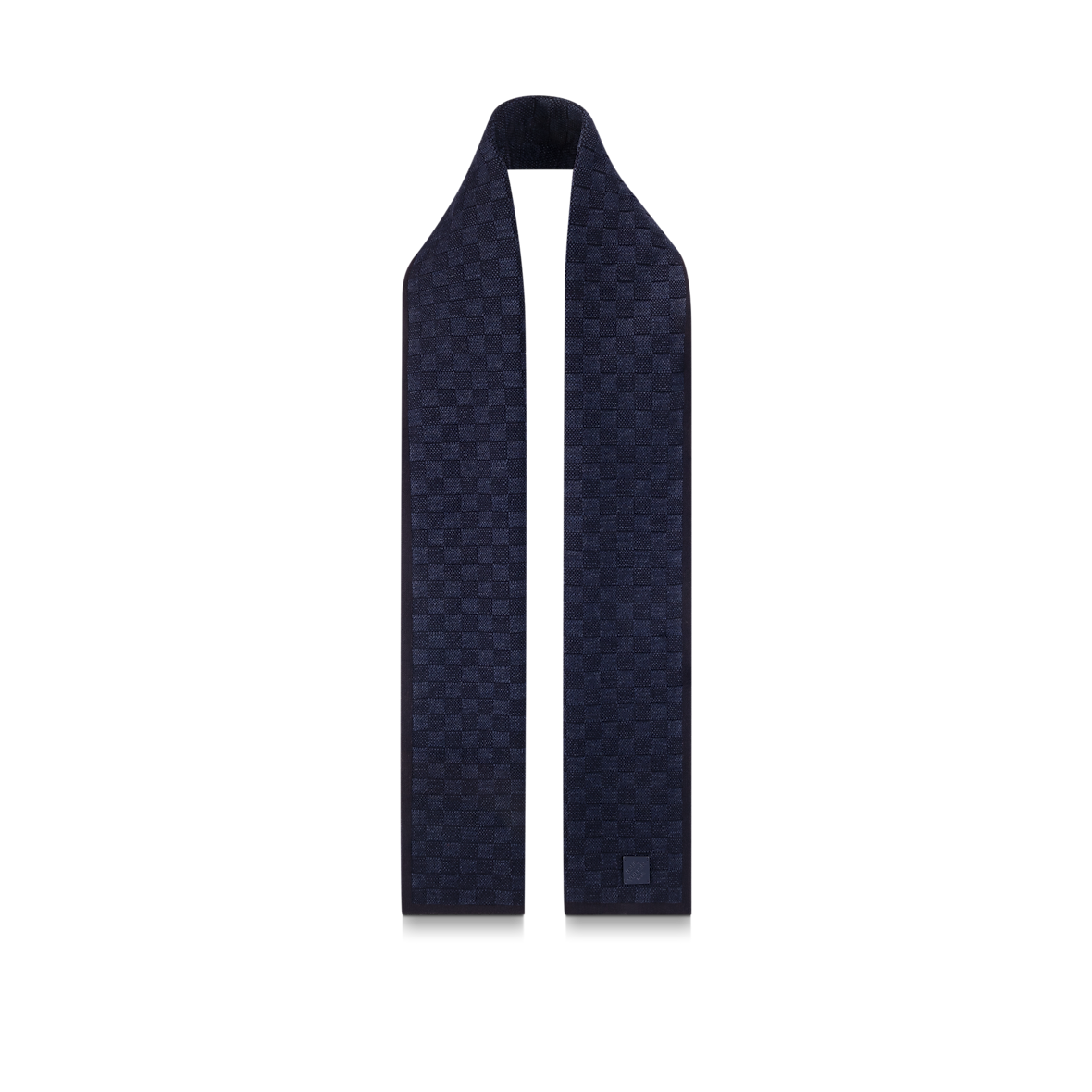 Bonnet et Écharpe Néo Petit Damier Bleu Marine