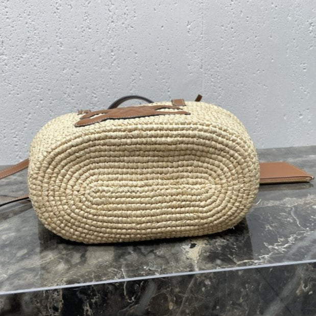 Céline - « Classic Panier petit modèle Souple Raphia et veau »
