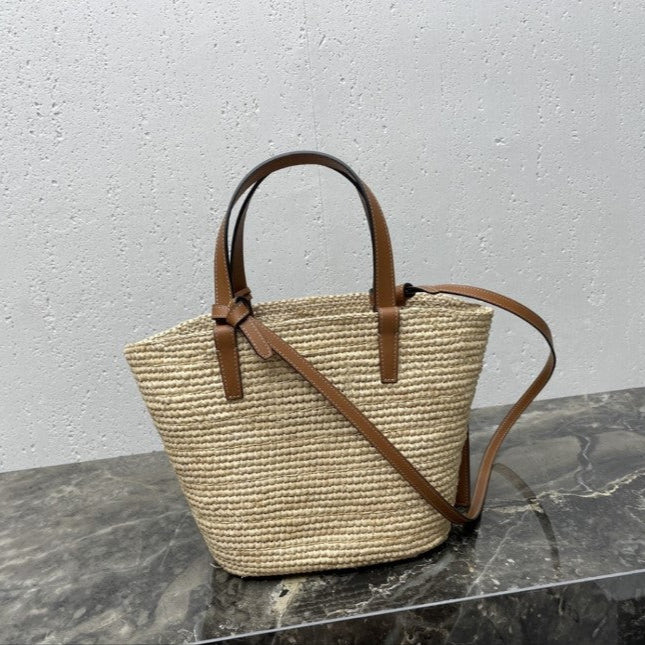 Céline - « Classic Panier petit modèle Souple Raphia et veau »