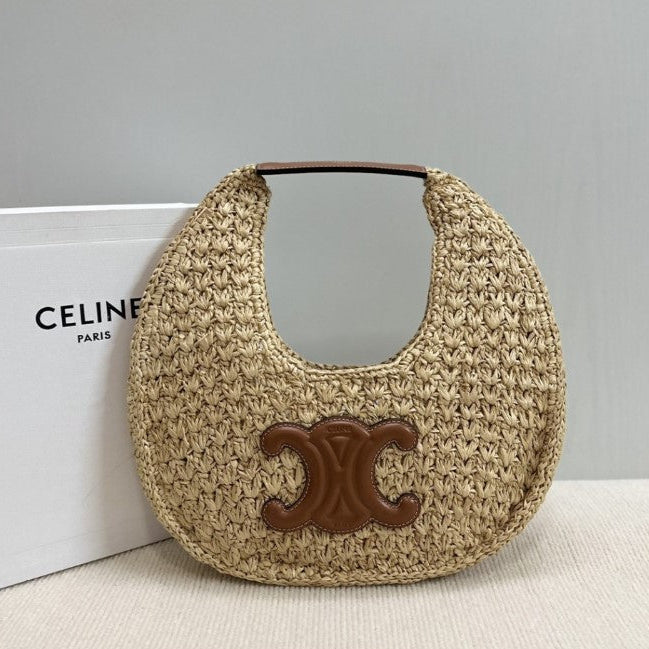 Céline - « HOBO BAG IN Raffia and Calfskin »