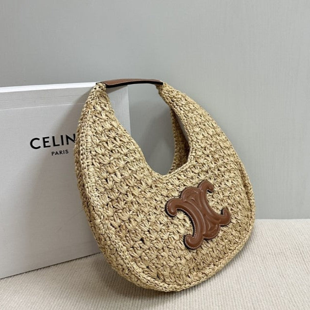 Céline - « HOBO BAG IN Raffia and Calfskin »