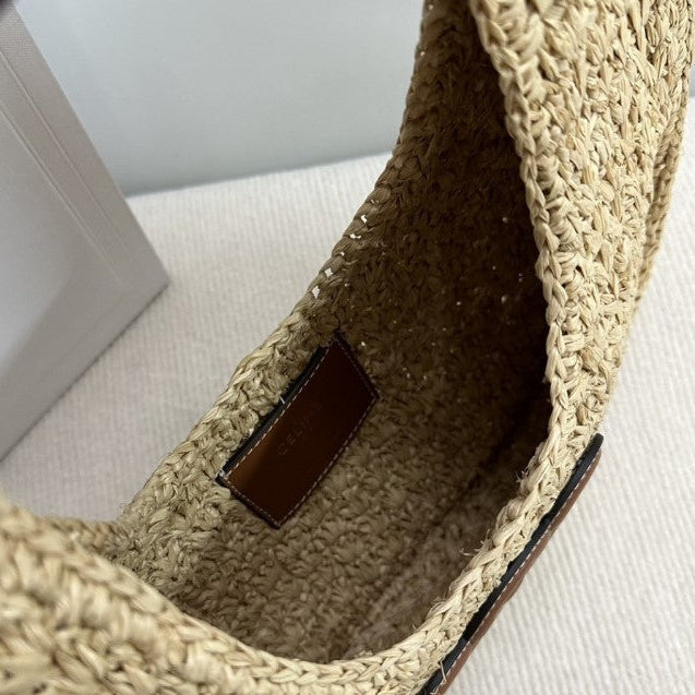 Céline - « HOBO BAG IN Raffia and Calfskin »