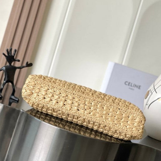 C­eli­ne - « Classic Panier Cabas Triangle Raffia Calfskin »