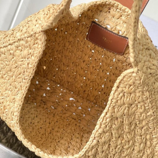 C­eli­ne - « Classic Panier Cabas Triangle Raffia Calfskin »