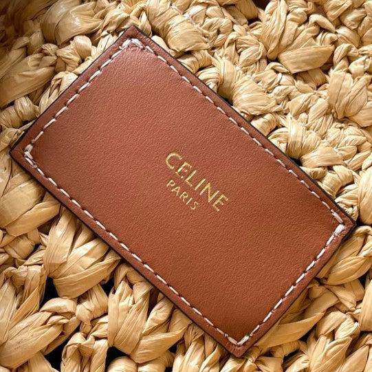 C­eli­ne - « Classic Panier Cabas Triangle Raffia Calfskin »