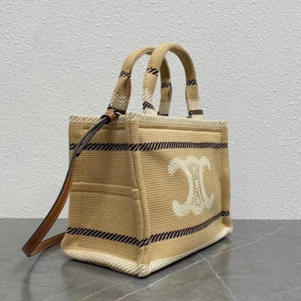 C­eli­ne - « Small Cabas Thais Striped Textile Beige Noir »