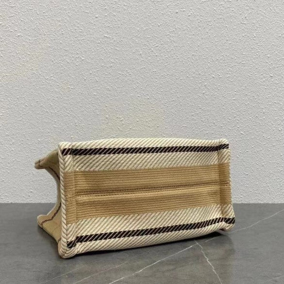 C­eli­ne - « Small Cabas Thais Striped Textile Beige Noir »