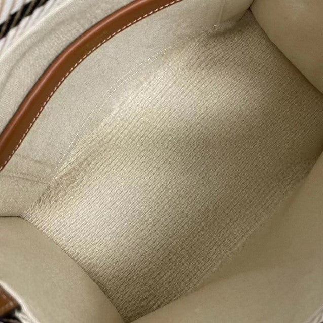 C­eli­ne - « Small Cabas Thais Striped Textile Beige Noir »