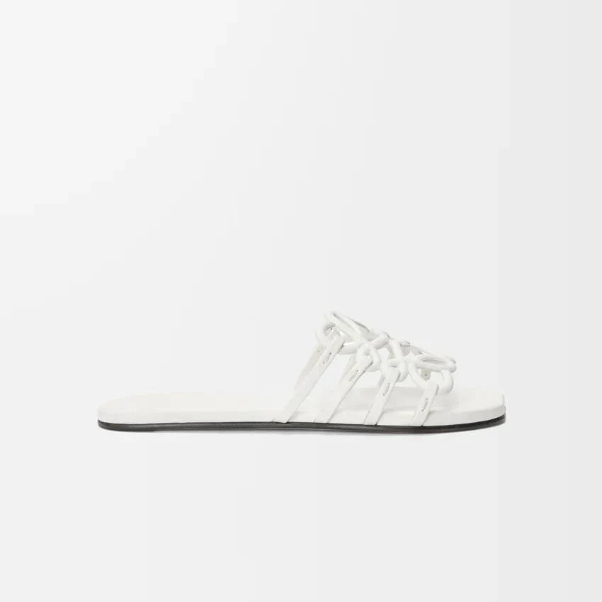 LOEWE - « Petal Anagram slide in soft calfskin Blanc »