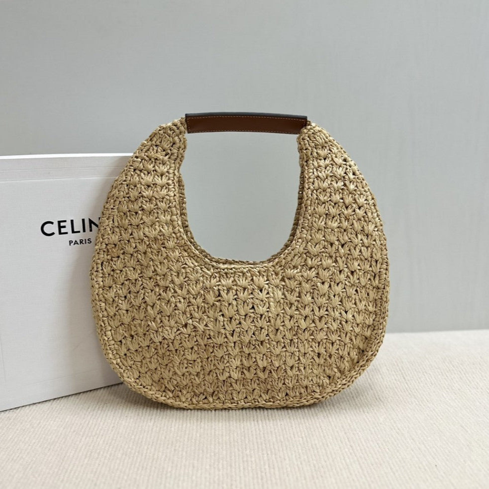 Céline - « HOBO BAG IN Raffia and Calfskin »