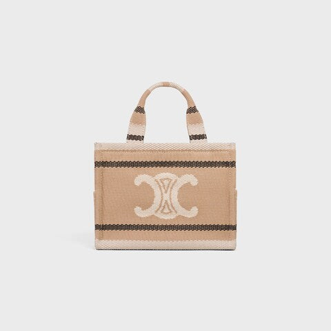 C­eli­ne - « Small Cabas Thais Striped Textile Beige Noir »