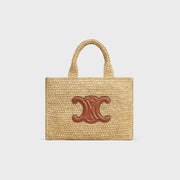 C­eli­ne - « Small Cabas Thais Raffia Calfskin Top »