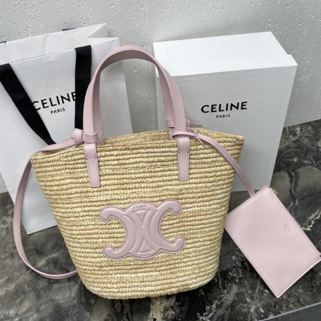 Céline - « Classic Panier petit modèle Souple Raphia et veau »