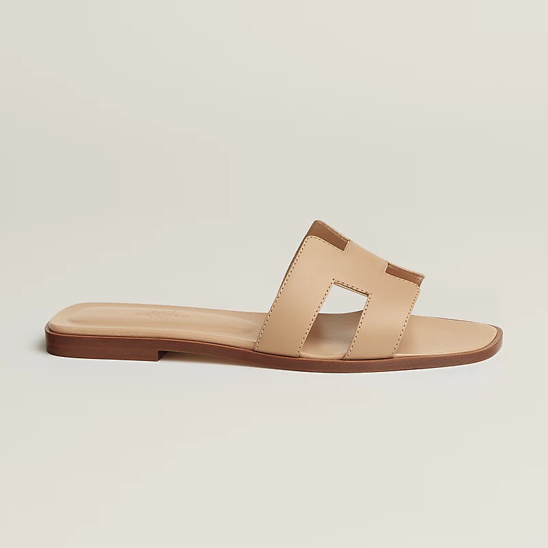 Hermes - « Claquettes Beige Natura »