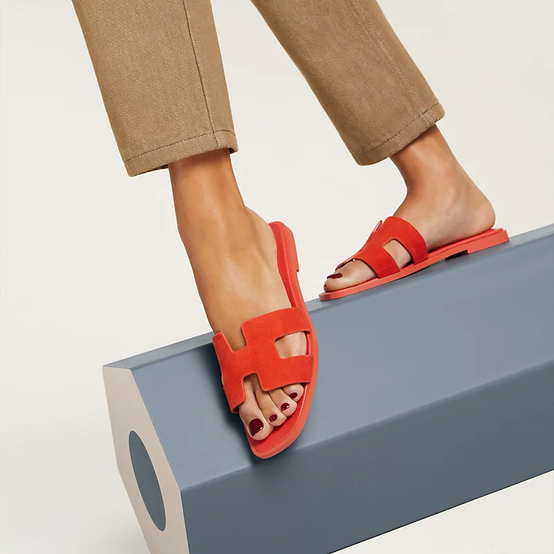 Hermes - « Claquettes Orange Corail »